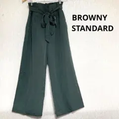 新品未使用ブラウニースタンダードレディースワイドガウチョ　パンツ　深緑　Mサイズ
