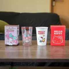 【未使用】サンリオ マイメロディ グラス ＆ ハローキティ 陶器コップ 2点