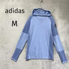 アディダス/パーカー/M/ランニングウェア 薄手 ライトブルー