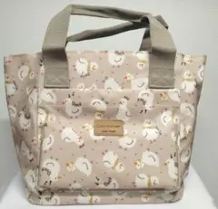 【新品】ColorGardenミルクティーベージュアヒル柄トートバッグ