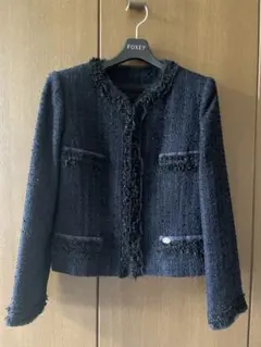 ハンガー付き美品✨FOXEY　パールボタンツイードジャケット　ネイビー　38 美品 FOXEY ツイードジャケット 38 - メルカリ