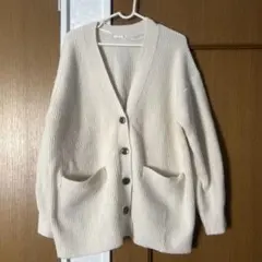 アイボリー リブ編みカーディガン