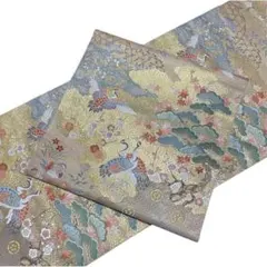 J607 美品 西陣織 袋帯 六通 金糸 華文 正絹 和装 和服 フォーマル帯