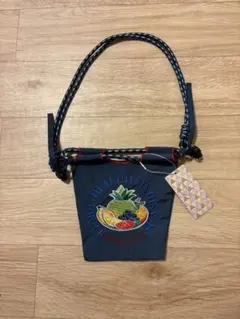 新品未使用タグ付き　D.Kelly 刺繍ショルダー　トートバッグ ネイビー　赤