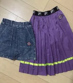 TEGTEGデニムスカートと紫プリーツスカートセットのサムネイル
