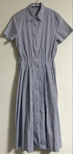 GALLERY VISCONTI ストライプ 半袖シャツワンピース ロング