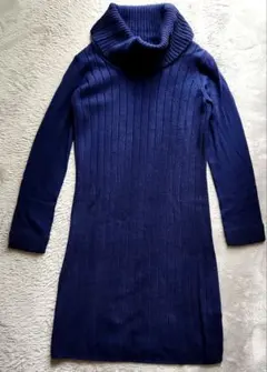 BUONA GIORNATA ニットワンピース 長袖 リブ編 　ネイビー/フリー