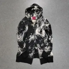 00s Y2K SEAM フーディー ロングパーカー タイダイ 迷彩 V系 黒のサムネイル