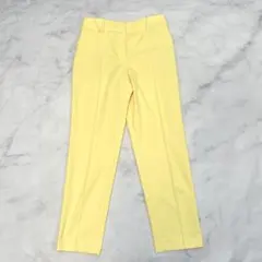 プラステ リネン混 スティックパンツ スラックス リネン混 イエロー Lサイズ