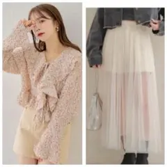 chico フリルブラウス&チュールスカート