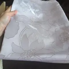 薄紫 花柄 サテン風生地 はぎれ