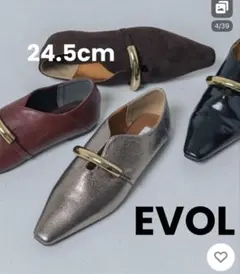 新品　EVOL パンプス ゴールドモチーフスクエアパンプス シルバーグレー