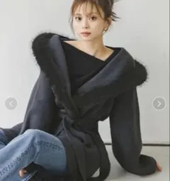 snidel ファーフードニットコート