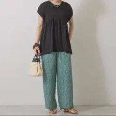 AMERICANHOLIC シャーリング半袖フレアプルオーバーＬ　ブラック