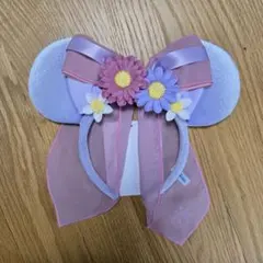 【新品未使用】ラプンツェルの花飾り付きミッキー型カチューシャ