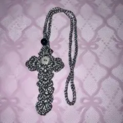 ハンドメイドネックレス ボタン 森ガール y2k フェアリーグランジ 十字架