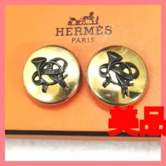 【美品】エルメスHERMESロゴ入りイヤリング新品パット付!鑑定済!着画のサムネイル
