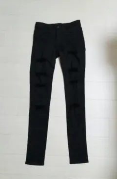 MOUSSY　ブラック スキニーデニム ダメージ加工