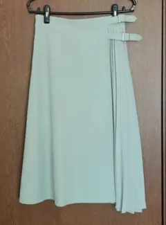 デザインプリーツスカート　ライトグリーン系