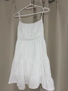 ホワイト キャミワンピース フリル付き
