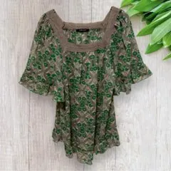 AS KNOW AS PINKY ブラウス 半袖 ボタニカル 花柄 レース