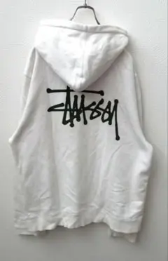 STUSSY ステューシー ビッグロゴ ホワイト ジップアップ パーカー