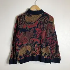 90s ヴィンテージ 総柄 ニット ペイズリー レトロ 古着 メンズM