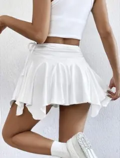 SHEIN ホワイト フレアスカート リボン付き