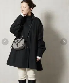 【WEB限定】フリークスストア　ガンクラブチェックショートコート　ピーコート　黒