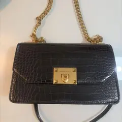 未使用級美品】ジョルジュレッシュ本革クロコ型押し2wayバッグ黒高級感 