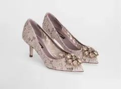 DOLCE&GABBANA レース クリスタル ビジュー パンプス ドルガバのサムネイル