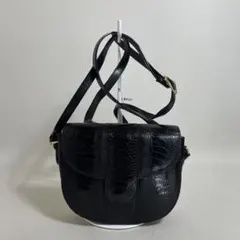 2603-28｜美品｜イヴサンローラン ショルダーバッグ 黒 リザード型押し