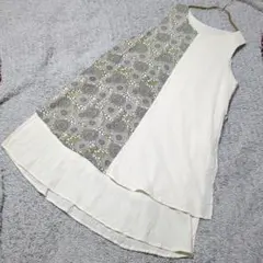 MALAIKA　コットン100 　花柄ワンピ　ノースリーブ　重ね着風　フリー