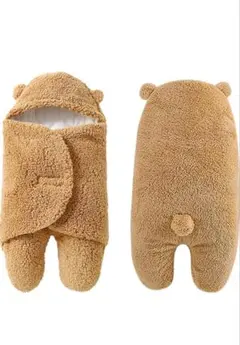 ベビーおくるみ スワドル 綿寝袋 モロー反射を防ぐ 夜泣き対策　茶色