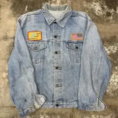 古着 90s デニムジャケット GジャンメンズXL ワッペン
