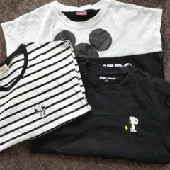 ミッキーマウス、スヌーピーTシャツ3点セット