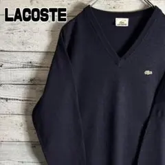 LACOSTE ラコステ Vネックニット　ワニ刺繍　セーター　紺　メンズM相当のサムネイル