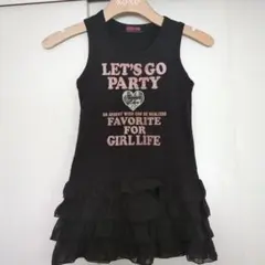 黒いノースリーブワンピース フリル付き