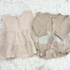 女の子ベビー　ピンクセット　ワンピース　チュニック　チュールロンパース