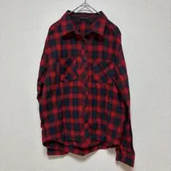 長袖シャツ　羽織　チェック柄　総柄　赤　紺　黒　M おしゃれ