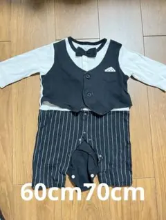60cm70cm フォーマル ロンパース 蝶ネクタイ 重ね着風 入園式