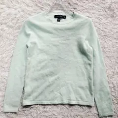 美品 LANDS END クルーネックニット ミントグリーン カシミヤ100 M