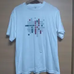 TAKEO KIKUCHI ホワイト Tシャツ　モザイクロゴ ポンチTシャツ