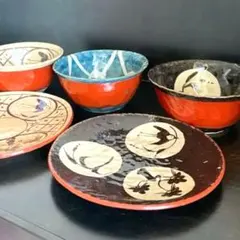 新品 未使用 織部焼 作家 北野耕司 銘々皿 5枚セット 木箱入り ②