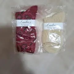 レディースソックスセット　日本製 22-24cm　赤系　ベージュ