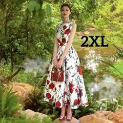 ワンピース　花柄　キャミソール　スタイルアップ　バックチェック