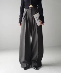 me+em select ダブルタックヘビーワイドスラックスパンツ