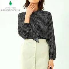 【未使用級】グリーンレーベルリラクシング ドット ボウタイ ブラウス