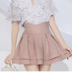 美脚エレガントツイードスカート ミシェルマカロン XS ピンク