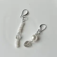 ハンドメイド ピアス 天然石 アシンメトリー